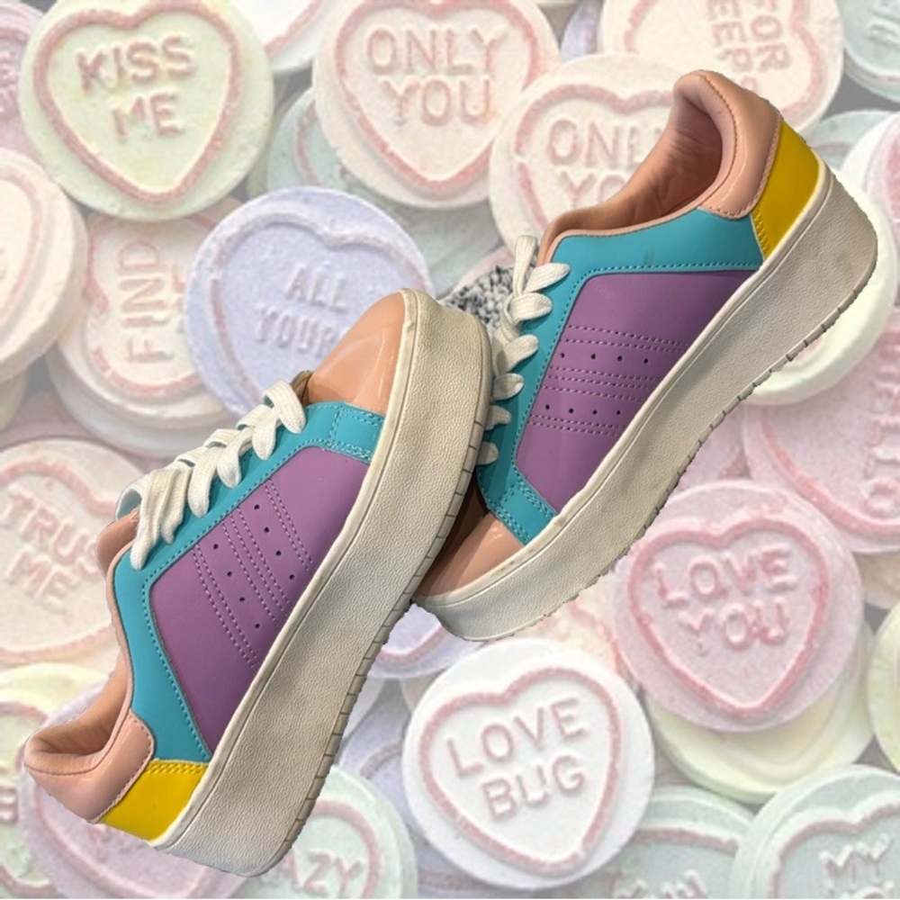 UNUSED FILM SHOOT SPARES - J Adams pastel design thick soled sneakers - perfect